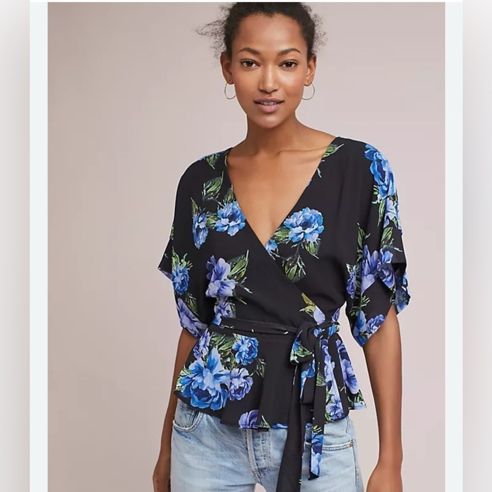 YUMI KIM That’s a wrap floral polyester feminine business oversized feminine top